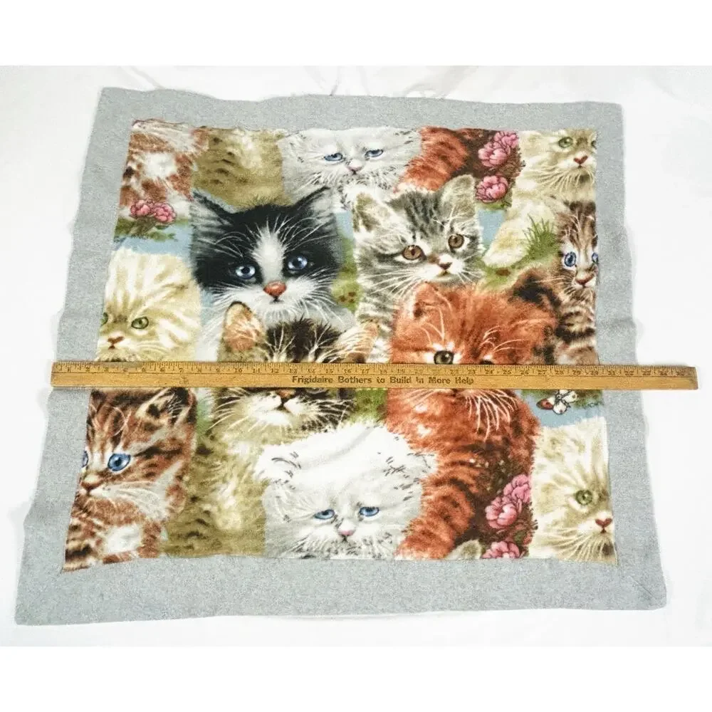 Fleece Fabric Lap Baby Blanket - Cats Kittens with Flowers